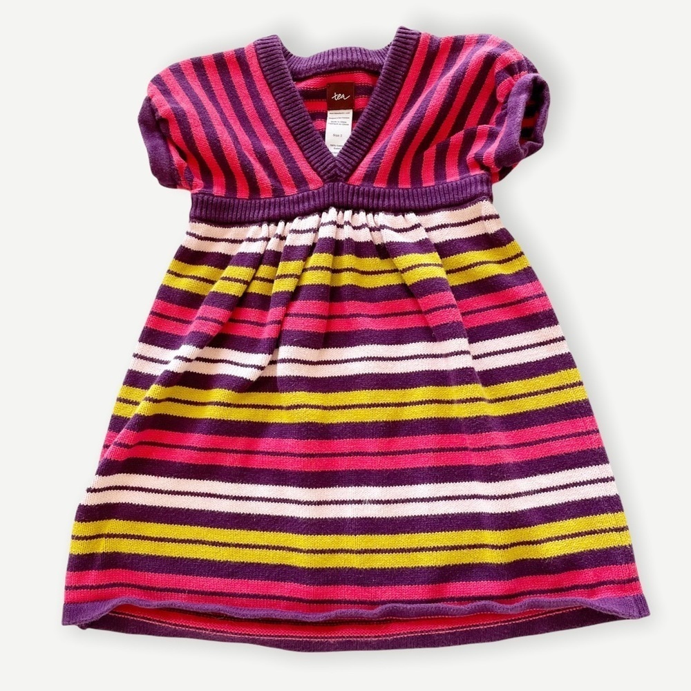 Tea Collection Striped V-Neck Sweater Dress